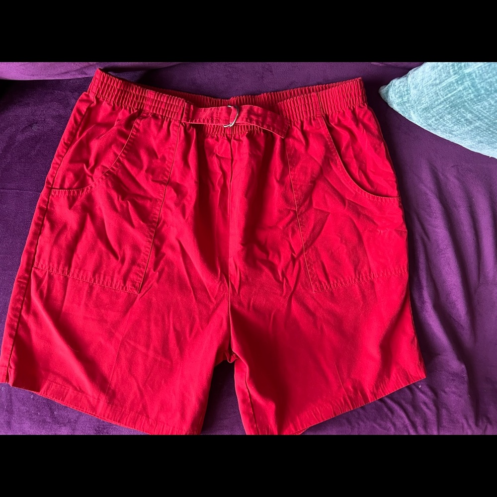 Red vintage shorts! Has an adjustable belt attached and fits high waisted.